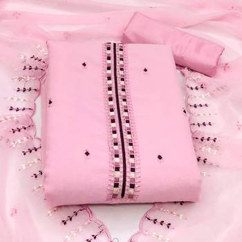 pink georgette embroidered dress material 2