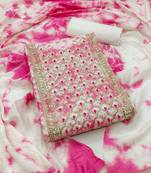 pink cotton embroidered dress material