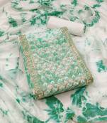 sea green cotton embroidered dress material