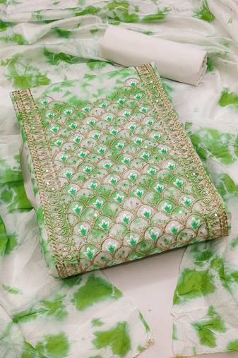 lime cotton embroidered dress material