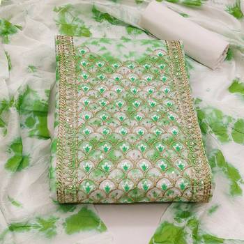 lime cotton embroidered dress material 2