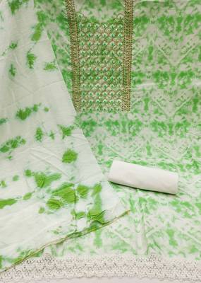 lime cotton embroidered dress material 3