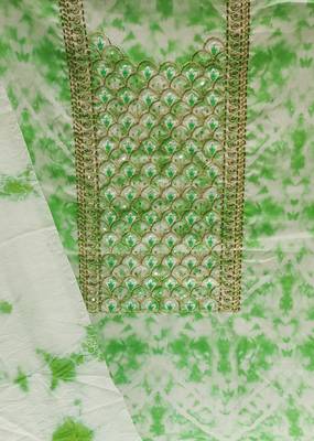 lime cotton embroidered dress material 4
