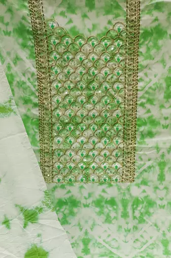 lime cotton embroidered dress material