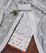 grey cotton embroidered dress material