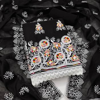 black cotton embroidered dress material 1