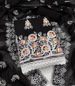 black cotton embroidered dress material