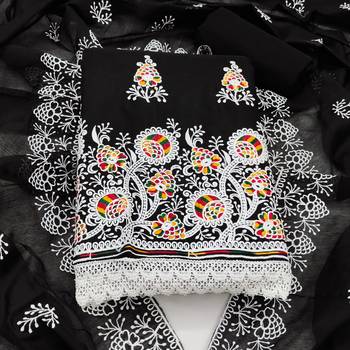 black cotton embroidered dress material 3