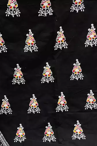 black cotton embroidered dress material