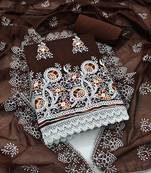 coffee cotton embroidered dress material