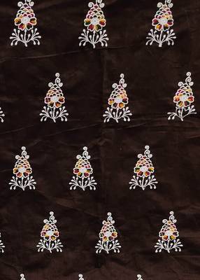 coffee cotton embroidered dress material 4