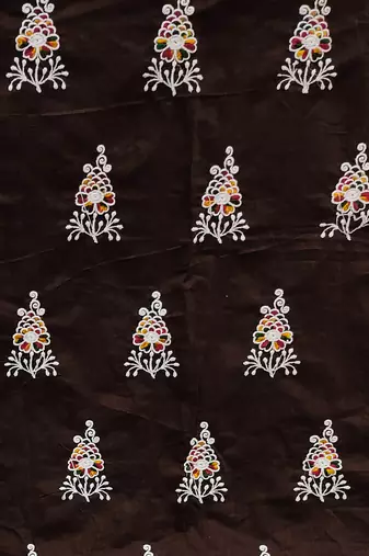 coffee cotton embroidered dress material