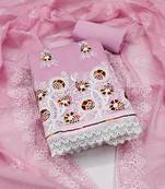 pink cotton embroidered dress material