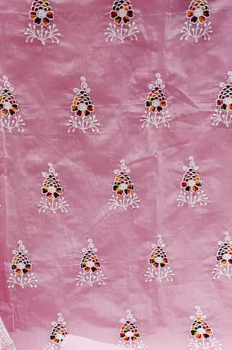 pink cotton embroidered dress material