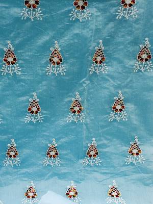 sky blue cotton embroidered dress material 4