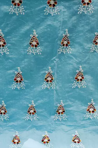 sky blue cotton embroidered dress material