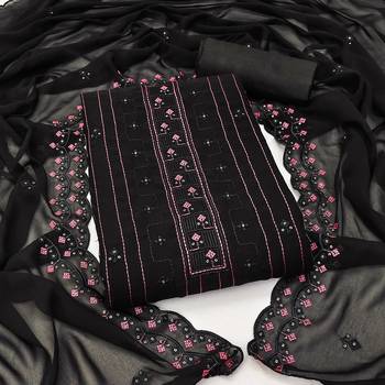 black georgette sequins dress material 1