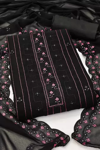 black georgette sequins dress material