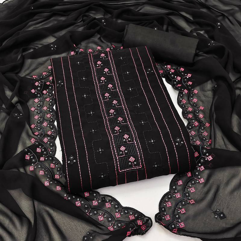 black georgette sequins dress material