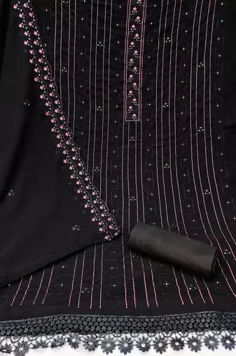 black georgette sequins dress material