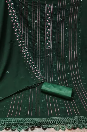 green georgette sequins dress material