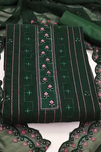 green georgette sequins dress material