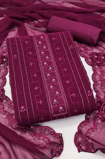 pink georgette sequins dress material