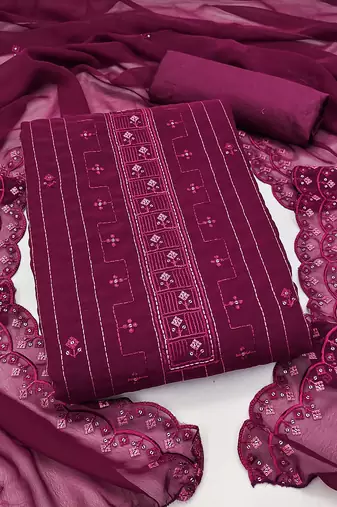 pink georgette sequins dress material