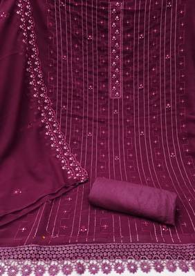 pink georgette sequins dress material 2
