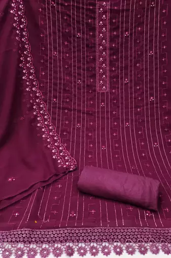 pink georgette sequins dress material