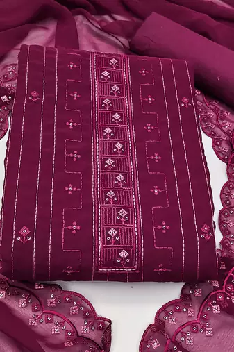 pink georgette sequins dress material