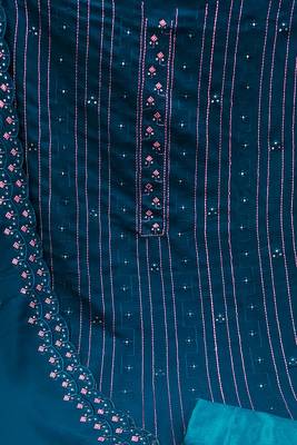 teal georgette sequins dress material 4