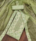 green silk blend woven dress material