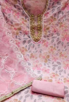 pink organza embroidered dress material 4