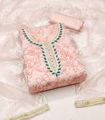 peach cotton hand embroidery dress material