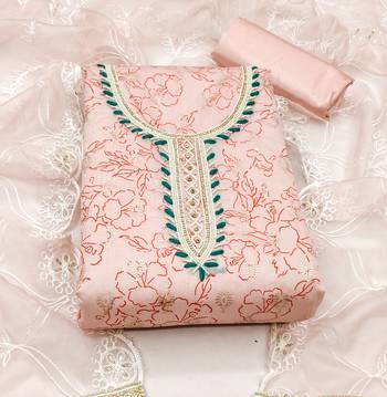 peach cotton hand embroidery dress material 3