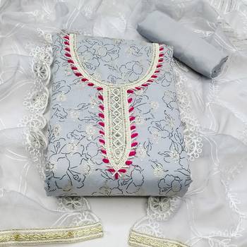 grey cotton hand embroidery dress material 3