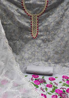 grey cotton hand embroidery dress material 4