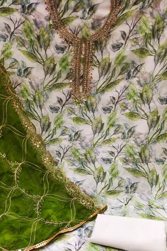 multicolor organza hand embroidery dress material