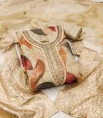 beige organza sequins dress material