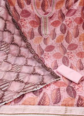 pink organza sequins dress material 2