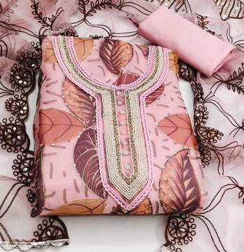 pink organza sequins dress material 3