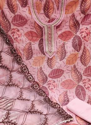 pink organza sequins dress material 4