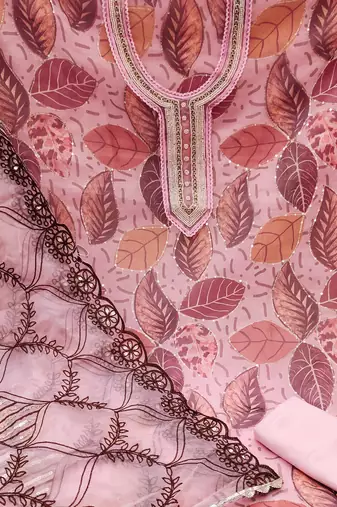 pink organza sequins dress material