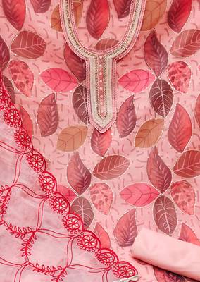 peach organza sequins dress material 4