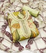 green organza sequins dress material