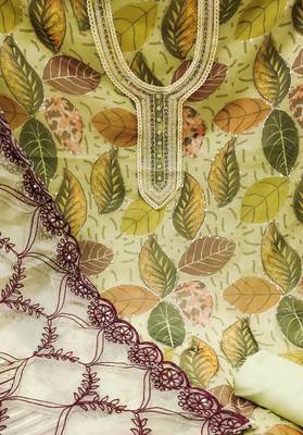 green organza sequins dress material 4