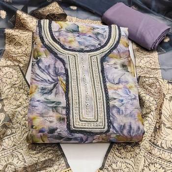 multicolor organza hand embroidery dress material 3