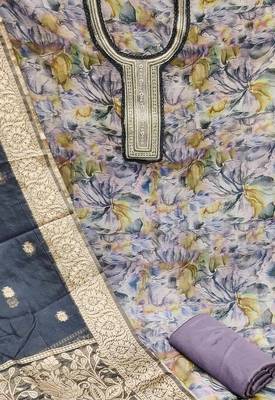 multicolor organza hand embroidery dress material 4