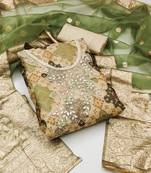 multicolor organza hand embroidery dress material